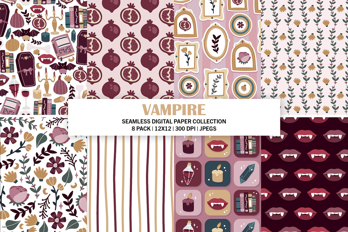 Vampire Seamless Digital Paper, a Pattern Graphic by Alanna Messina Design Co (Photo 1 of 9)