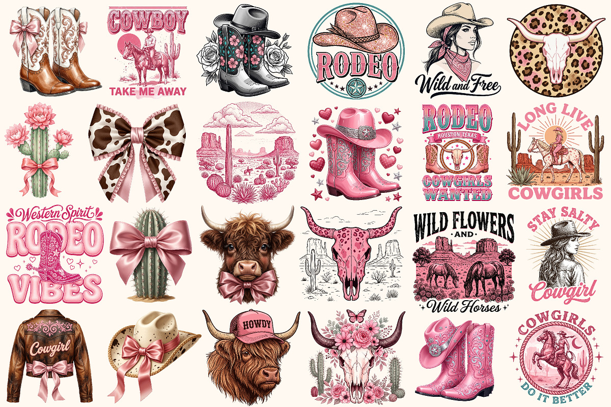 Western Bundle Png, Coquette Cowgirl, an Object Illustration by Sublimation Artist (Photo 3 of 3)