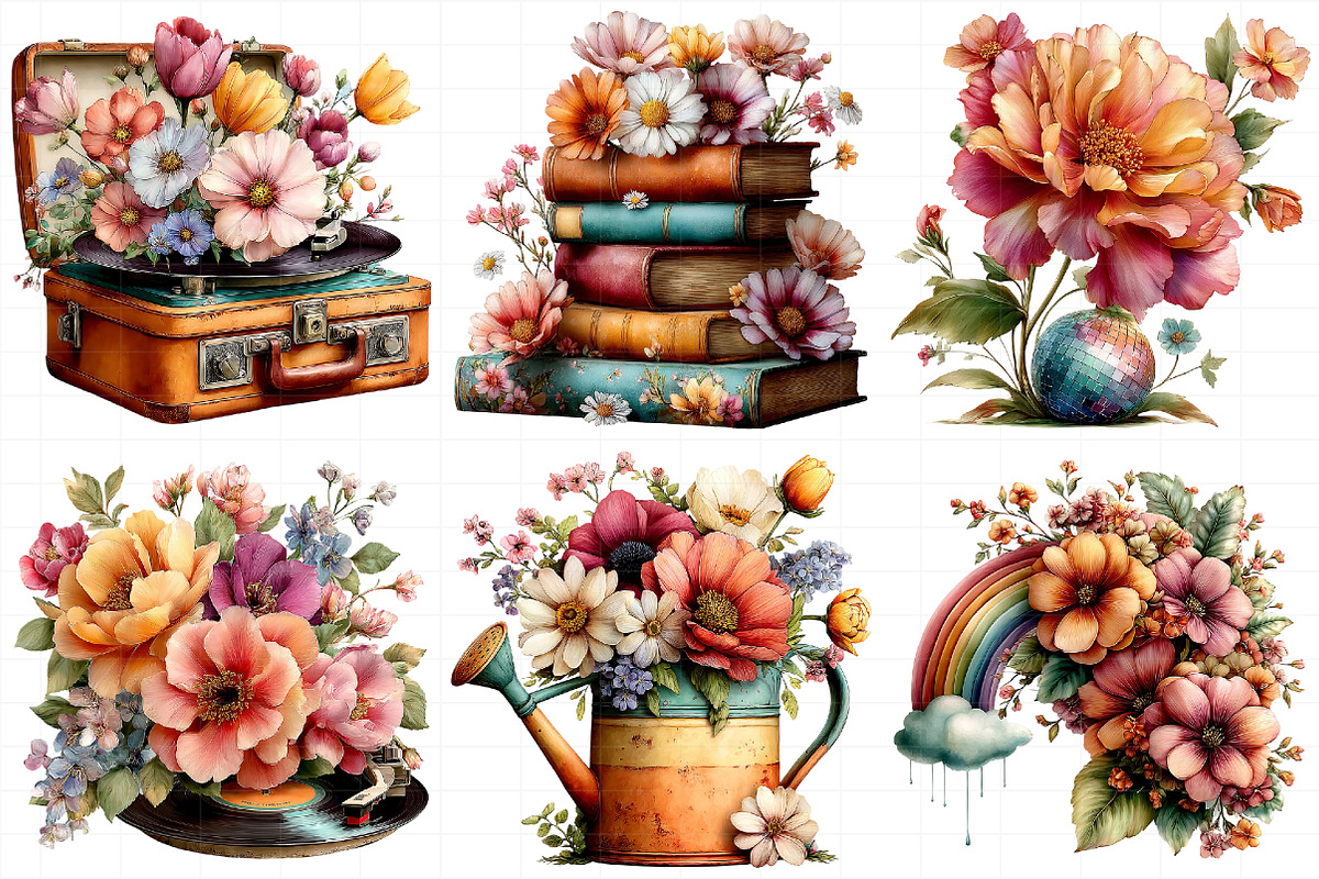 Whimsical Retro Spring Clipart, an Illustration by Daily.Designs (Photo 3 of 6)