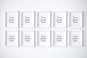 Kit of 10 white frames mockup