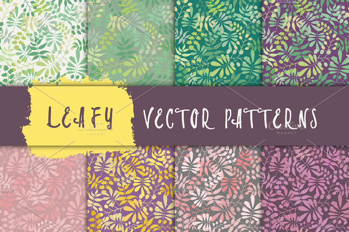 Vector Seamless Leaves Pattern, a Decorative Illustration by Moo Graphics (Photo 1 of 2)