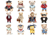 Watercolor Teddy Bear Clipart, a Seasonal Illustration by CitraGraphics (Thumbnail 3 of 4)