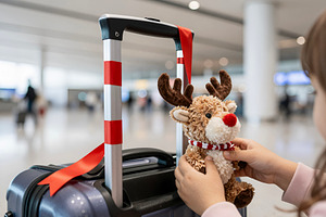 Child holding plush reindeer, a Photo by rarrarorro