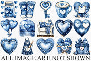 Watercolor Valentine's Blue Clipart, an Illustration by Canvas Craft (Thumbnail 3 of 6)
