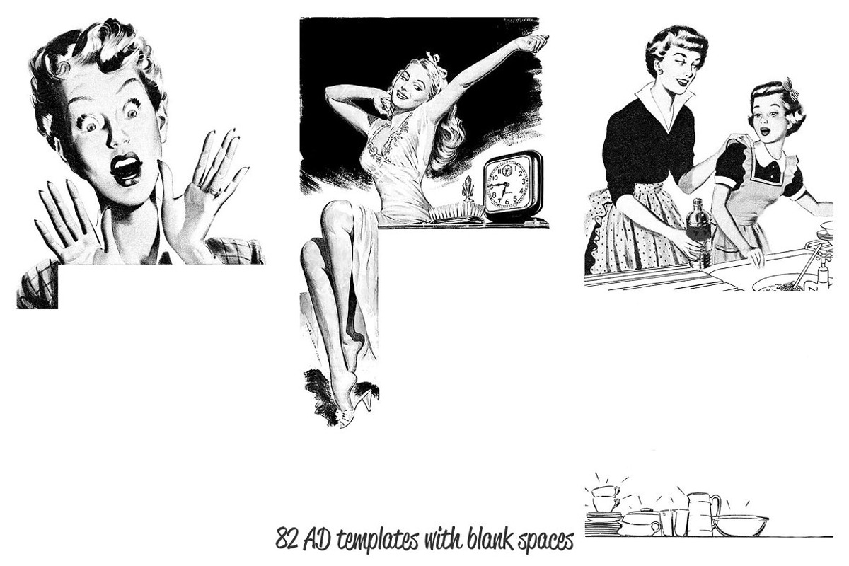 50s ADS Templates + Collage Cutouts, a Background Graphic by Pulpixel Design (Photo 3 of 15)