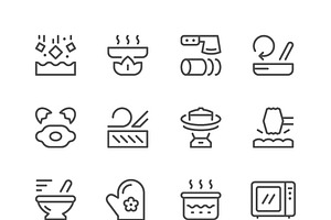 Cooking related set line icons, an Outline Icon by motorama