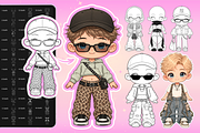Chibi Procreate Outfit Pose brushes, a Brush Add-On by Revabrush (Thumbnail 8 of 18)