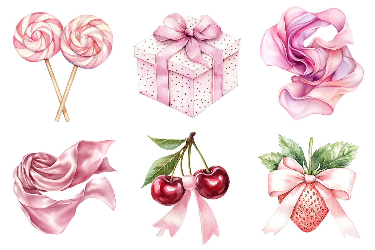 Watercolor Pastel Birthday Clipart, a Seasonal Illustration by CitraGraphics (Photo 6 of 6)
