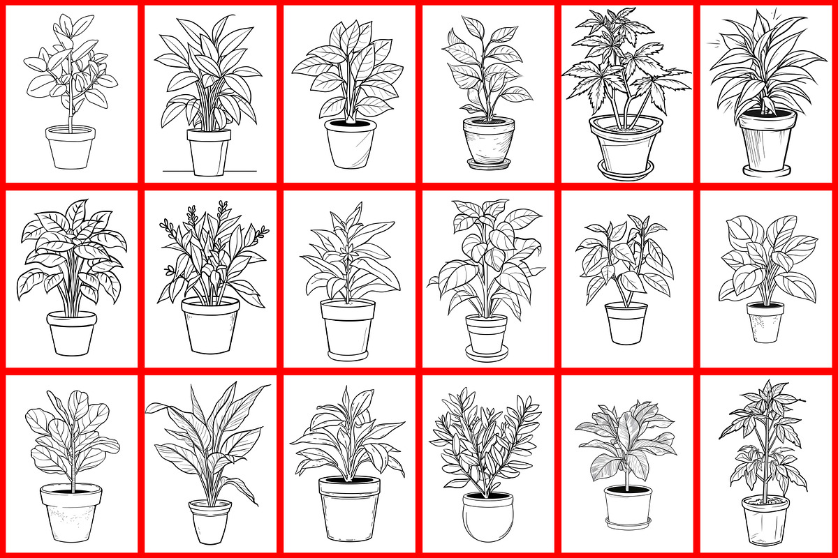 Pot Plant Coloring Page, a Graphic by Forhadx5 (Photo 5 of 6)