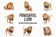Powerful African Lion Watercolor, an Animal Illustration by New-School-Wave (Thumbnail 1 of 5)