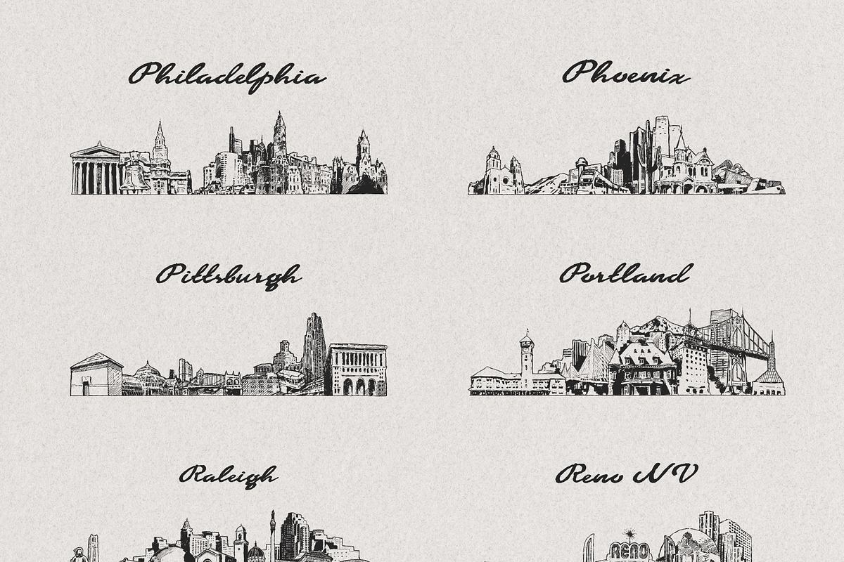 Hand-Drawn USA City Skylines, a Work Illustration by TheMountBirdStudio (Photo 7 of 11)
