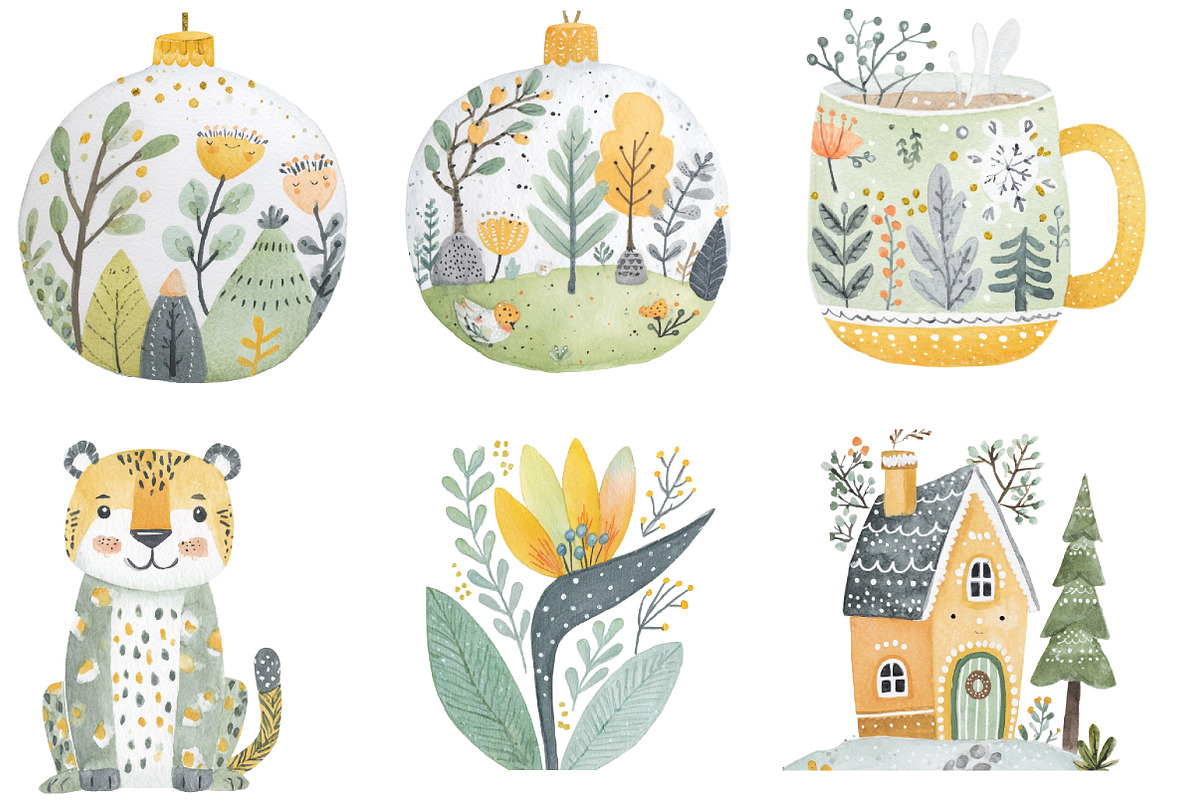 Scandinavian Watercolor Christmas, an Illustration by Designworld (Photo 3 of 5)