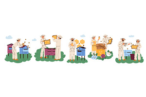 Cartoon beekeepers. Equipped farm, a Food Illustration by YummyBuum