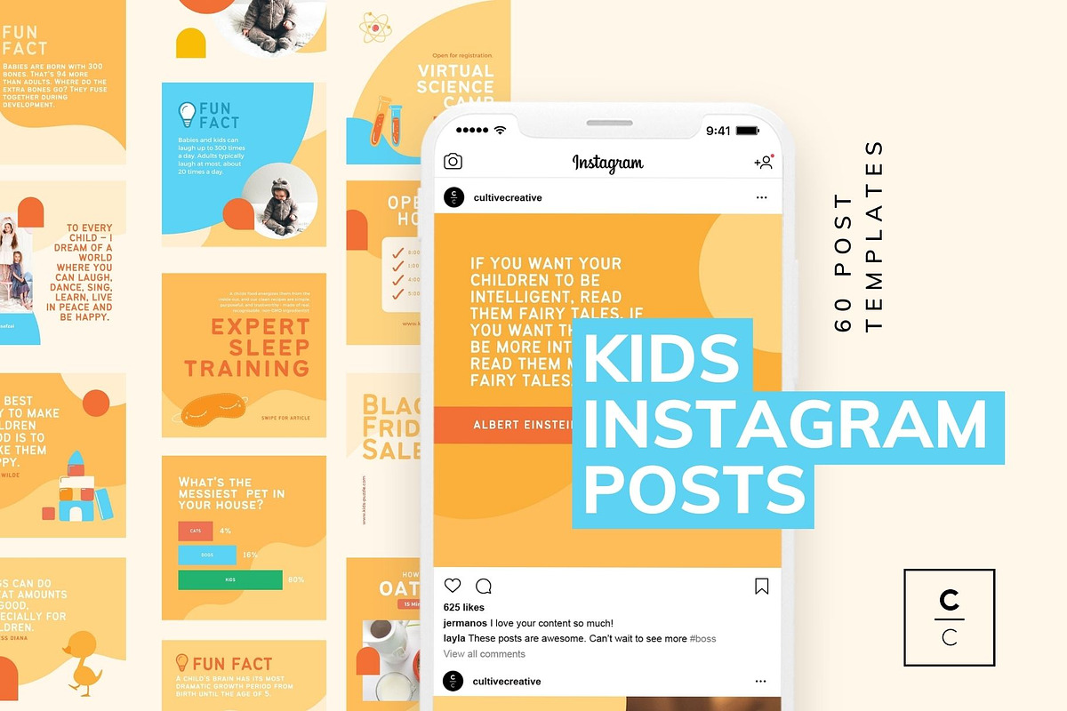 Kids Instagram Feed Canva Templates, a Social Media Template by Cultive Creative (Photo 1 of 7)