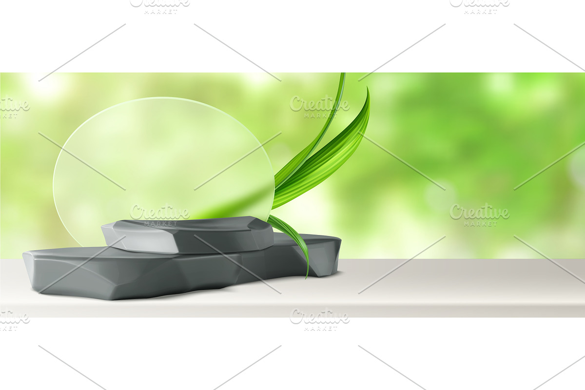 Podium display with stone rock, an Object Illustration by art PVP - market