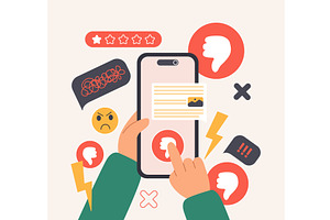 Bad negative comment complaint, a Person Illustration by Lemberg Vector