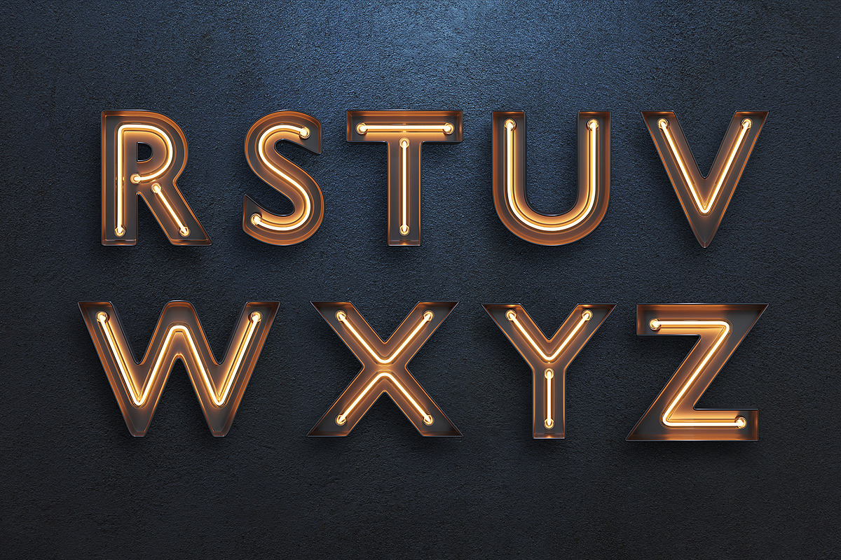 Neon Light alphabet, an Object Graphic by S_design (Photo 3 of 7)