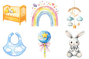 Baby Shower Clipart Bundle, an Illustration by Watercolor design (Thumbnail 3 of 4)