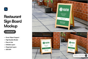 Restaurant Sign Board Mockup, a Product Mockup by SLAB! Design