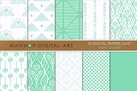 Digital Papers Mint Orchid preview 4