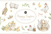 Happy Easter. Watercolor clipart, an Animal Illustration by Kreker Kate (Thumbnail 1 of 10)