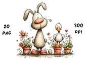Whimsical Floral Bunny and Duck, an Animal Illustration by GiraffeCreative (Thumbnail 15 of 20)
