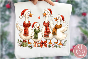 Cute Christmas Goose Family PNG, a Seasonal Illustration by Rose Art