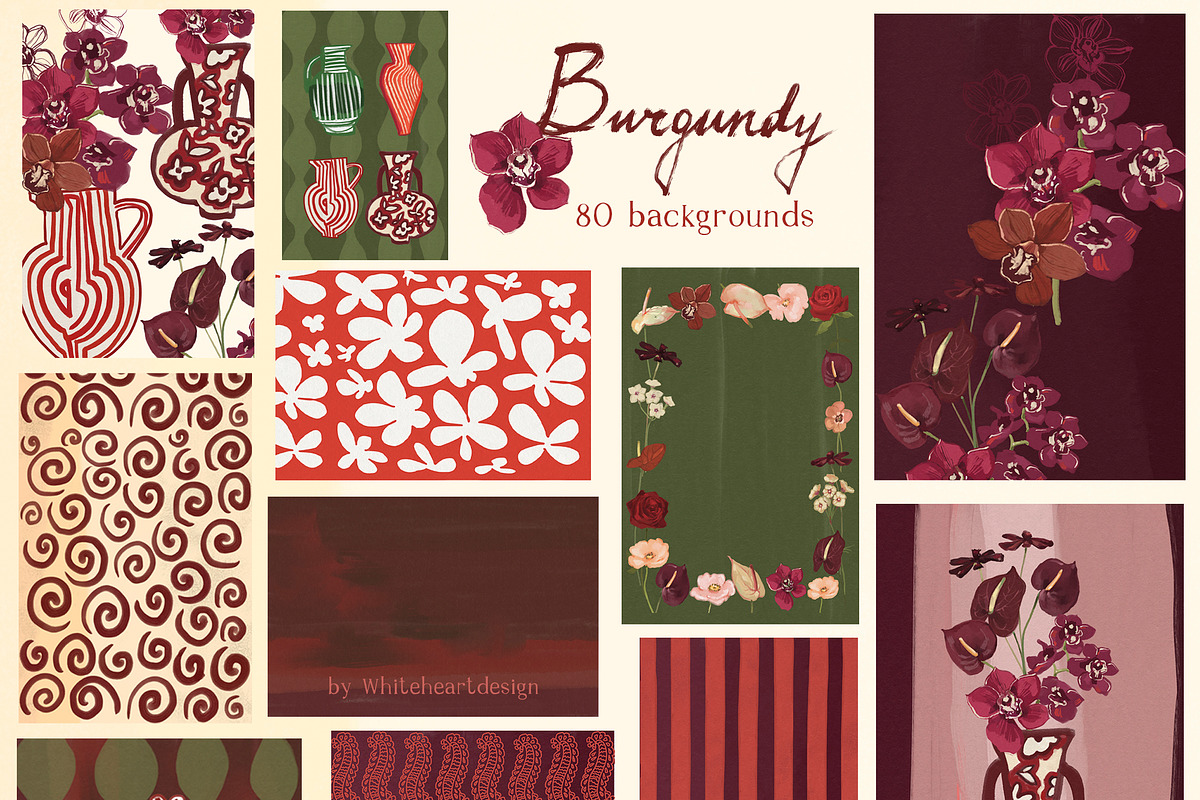 Burgundy Wedding Flower Illustration, a Decorative Illustration by whiteheartdesign (Photo 8 of 16)