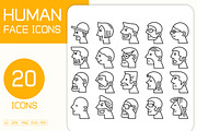 Comic Human Face Profile Icons Set, a Person Illustration by Designfour (Thumbnail 1 of 7)