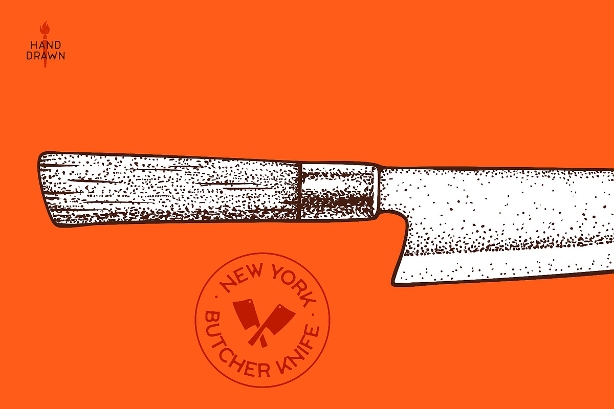 Butcher Knife. Hand drawn sketch, a Food Illustration by Foxys Graphic (Photo 3 of 3)