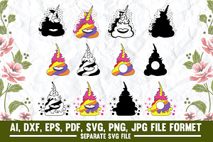 Rainbow Unicorn Poop Emoji Svg