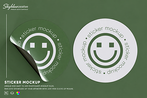 Set of Two Adhesive Stickers Mockup
