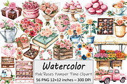 Pink Roses Pamper Time Clipart, an Illustration by Design Market (Thumbnail 1 of 4)