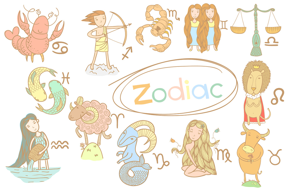 Colorful zodiac signs