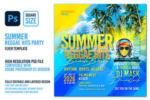 Summer Reggae Hits Flyer Template, a Flyer Template by The Design For Co.