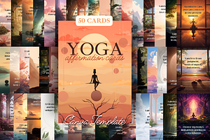 Yoga Affirmation Cards Canva Templat, a Card Template by mkStudioLab