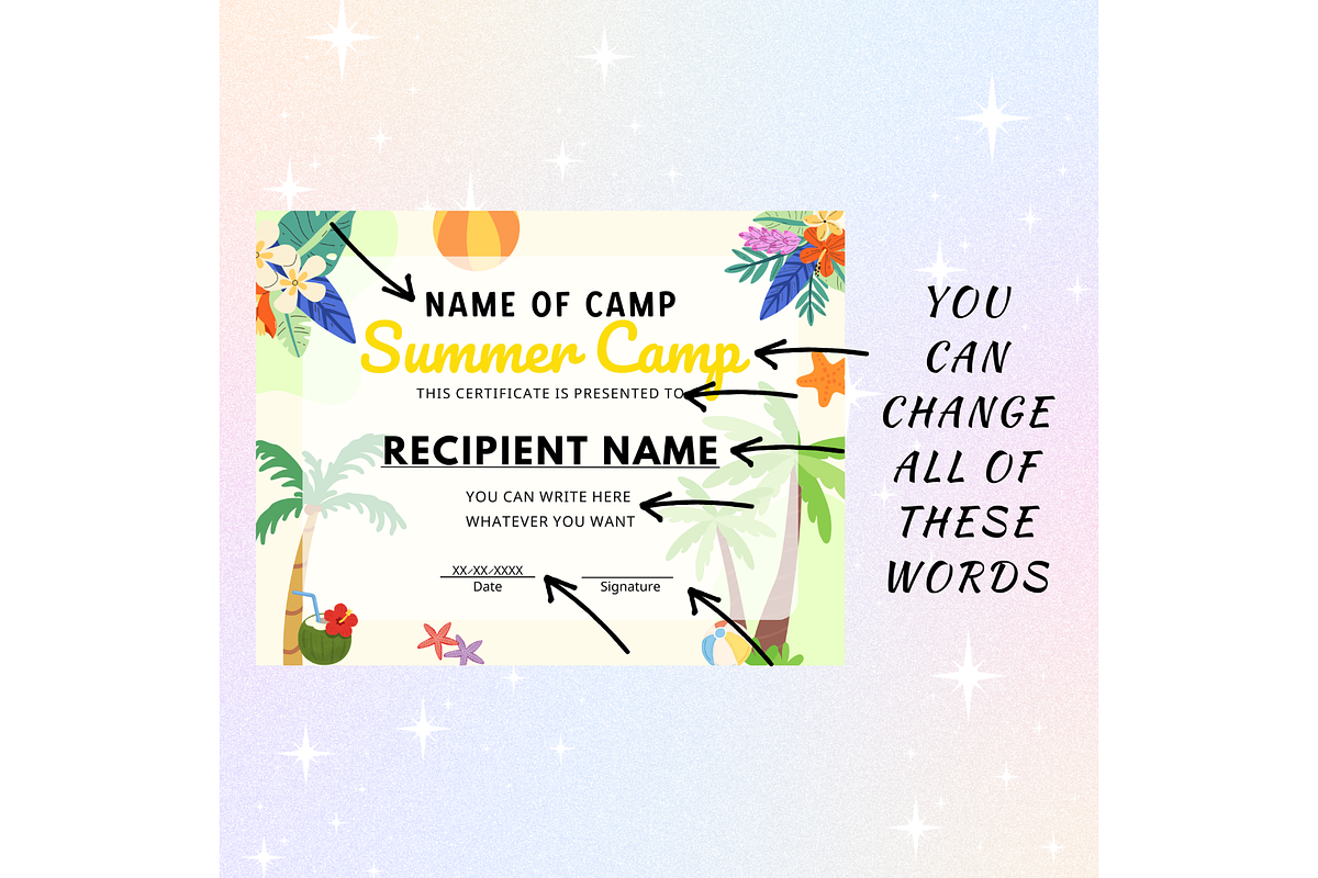 Summer Camp Certificate Template, a Poster Template by LovePrintEnjoyIt (Photo 2 of 2)