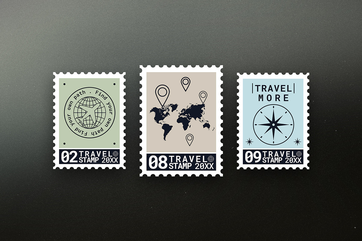 12 Travel Stamps, an Object Graphic by Parisa-Artstudio (Photo 3 of 5)