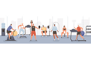 People training in the gym, a Sport Illustration by Good Studio