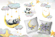 Pandas & Moon Dreamy Watercolor, an Animal Illustration by NATASHA CHU (Thumbnail 5 of 13)