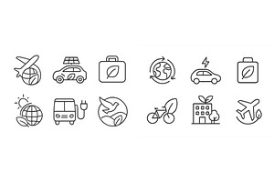 Icons representing sustainable, a Transportation Illustration by ZinetroN