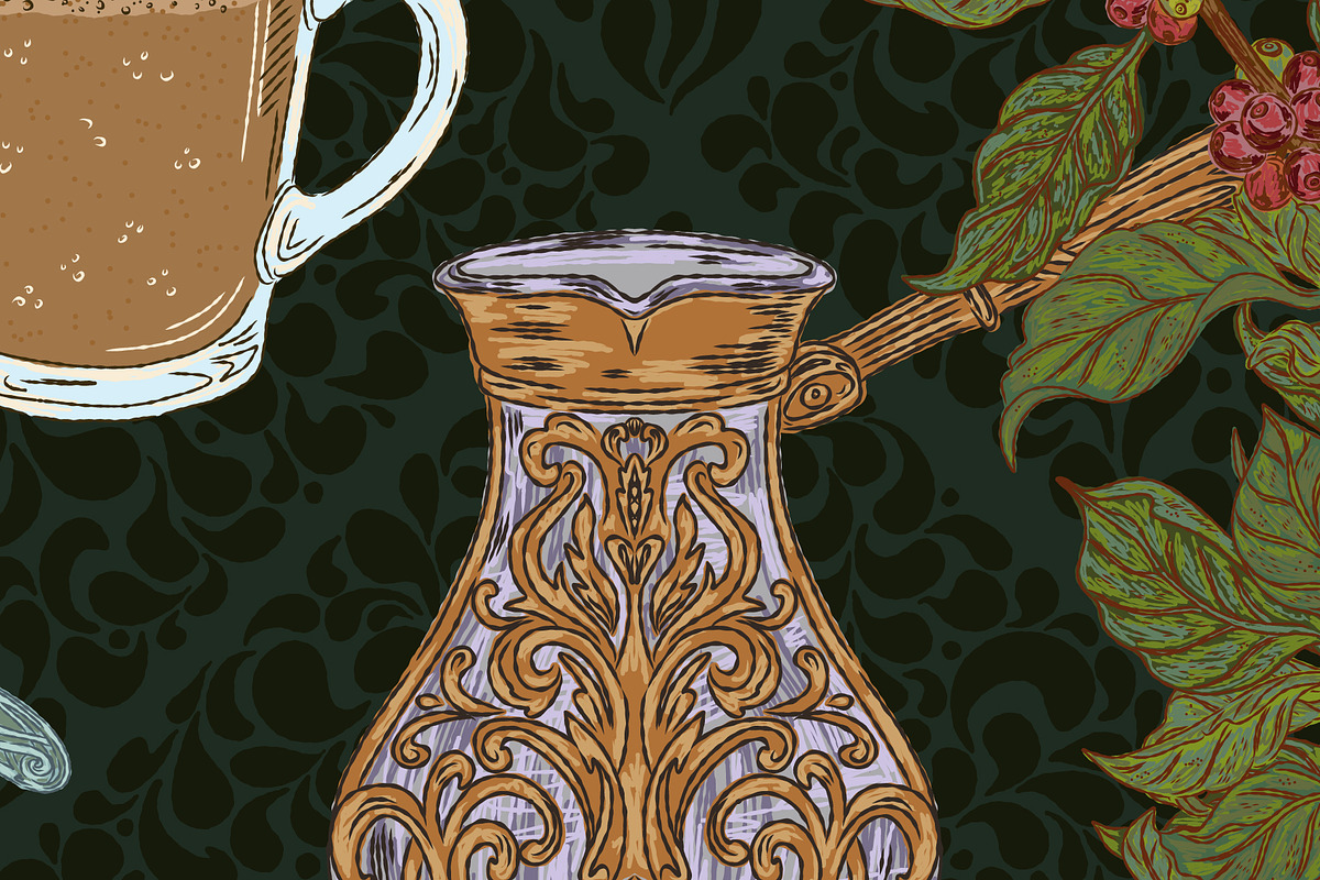 Coffee Ritual Seamless Vector Patter, a Pattern Graphic by NayaChu (Photo 3 of 8)