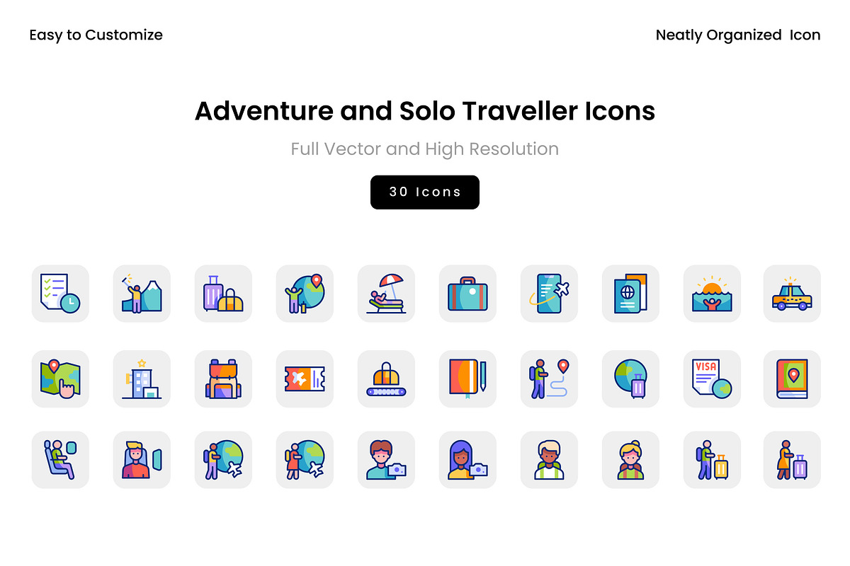 Adventure and Solo Traveller Icons, a Solid Icon by Wencory (Photo 2 of 2)