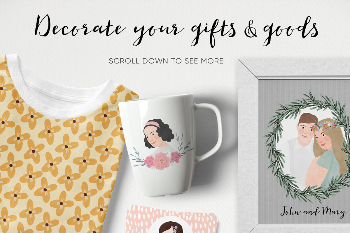 Wedding & Valentine Portrait Creator, a Decorative Illustration by Tabita's shop (Photo 3 of 8)