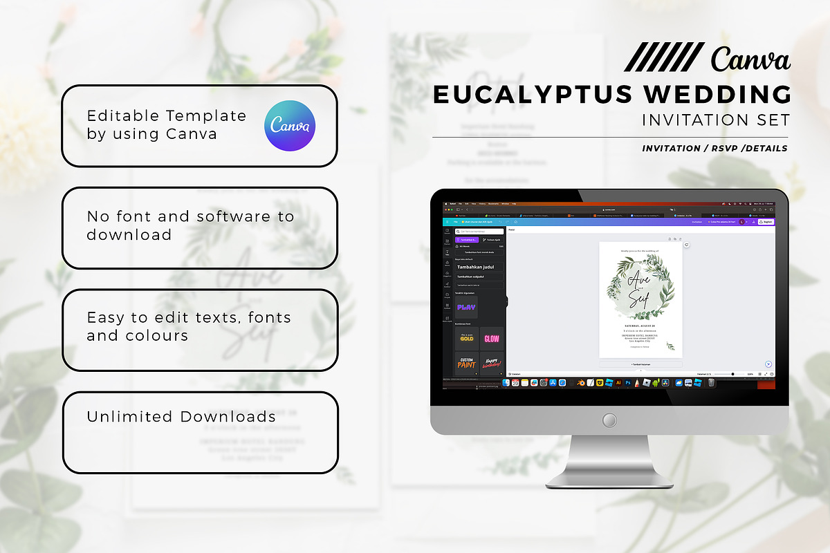 Eucalyptus Wedding Invitation Canva, an Invitation Template by Aarley Kaiven (Photo 4 of 4)