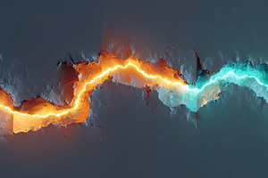 Glowing light travels through a textured surface creating vibrant energy patter, a Photo by AlyaAnd