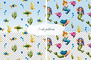 Mermaids - Watercolor Clip Art Set, an Illustration by Mashamashastu (Thumbnail 9 of 9)