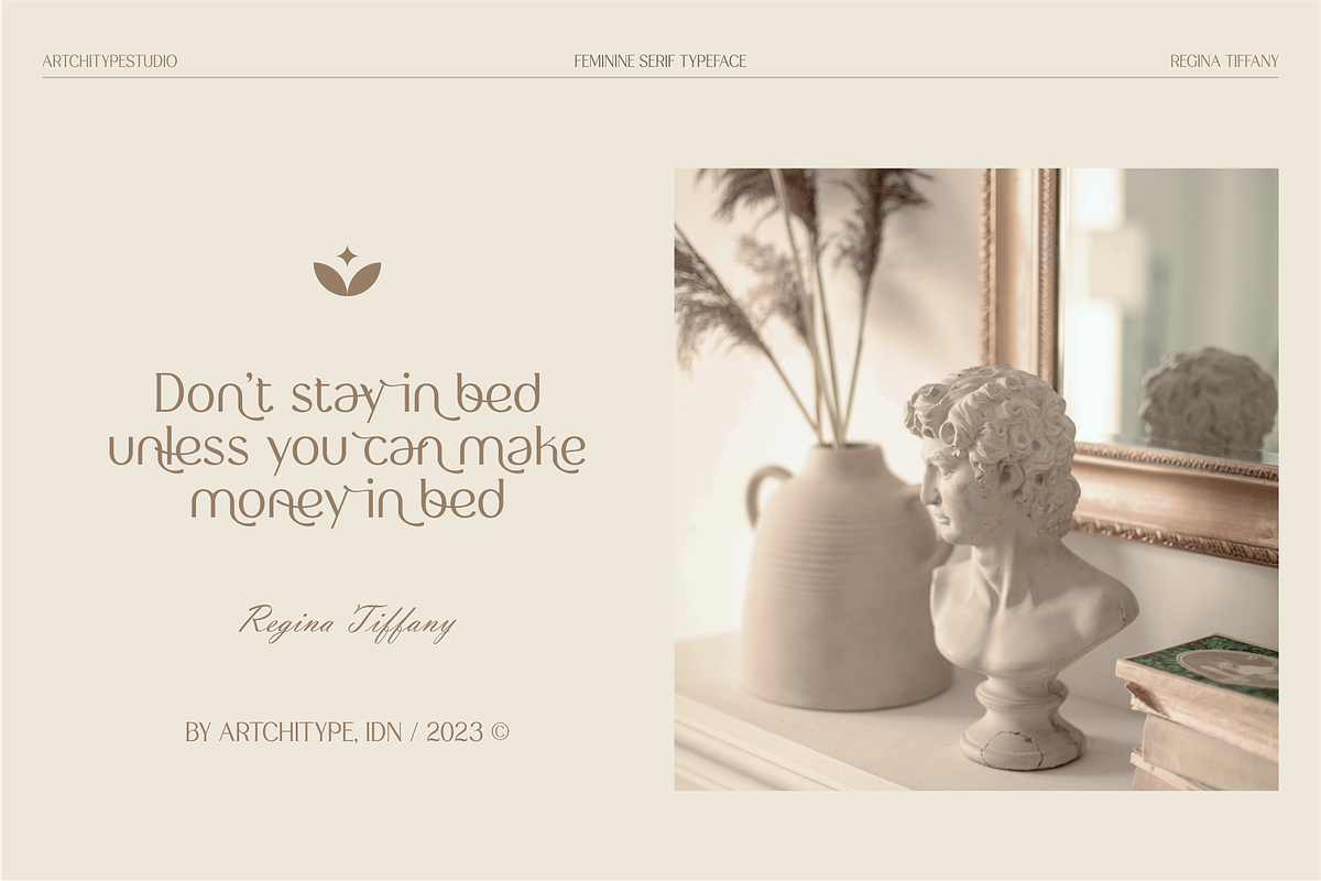 Regina Tiffany - Serif Typeface, a Serif Font by Artchitype Studio (Photo 6 of 12)
