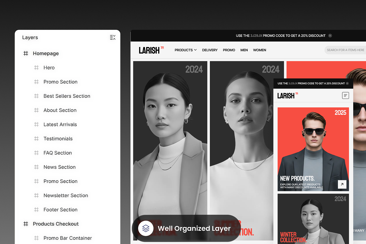 Larish - Fashion E-Commerce Website, a Landing Page Template by SLAB! Design (Photo 2 of 5)
