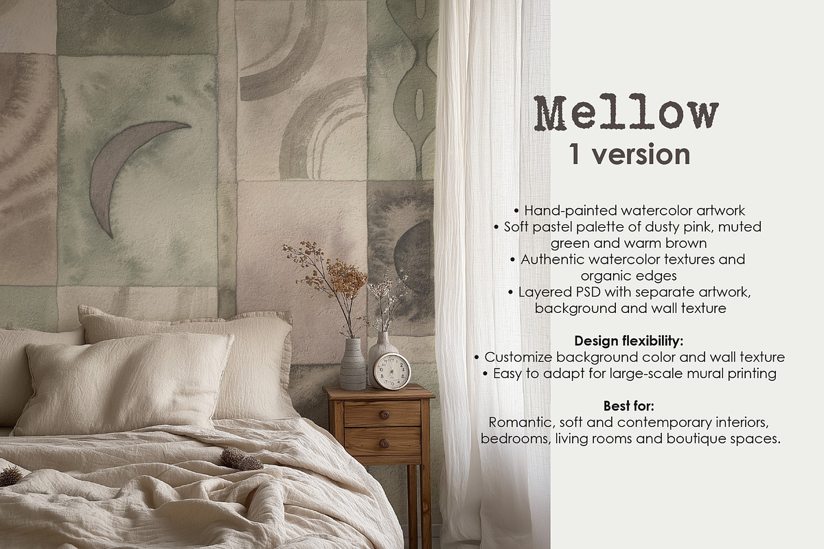 Zeria watercolor abstract wall mural, a Wallpaper Graphic by Timofi Art (Photo 4 of 19)